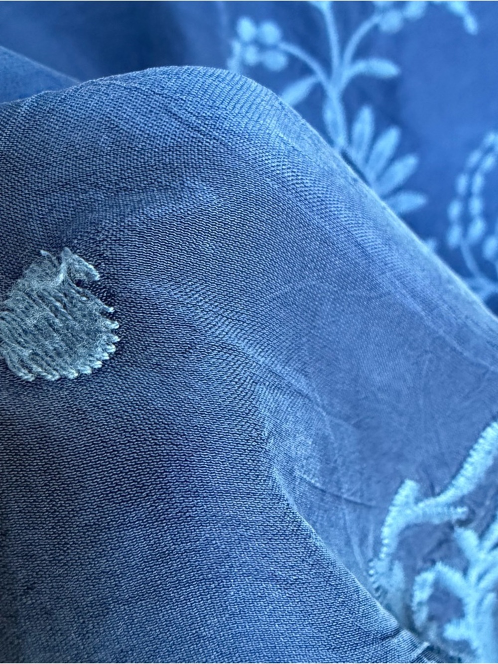 Johnny Was Conner Dress Sz M Indigo Blue Floral Eyelet Embroidered Boho Chic - Picture 13 of 16